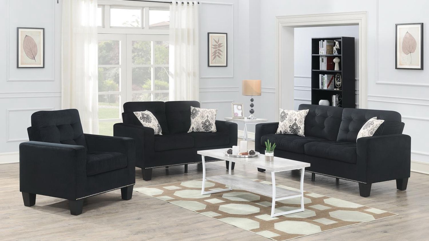 U436 - Velvet Sofa - Black