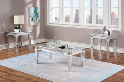 T027 - Mirror End Table - Silver - Pearl Silver / End Tables