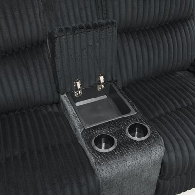 U181 - Corduroy Motion Sofa With Drop Down Table - Black