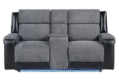 U5914 - 3 Piece Living Room Set (Reclining Sofa / Console Reclining Loveseat / Recliner) - Gray / Black