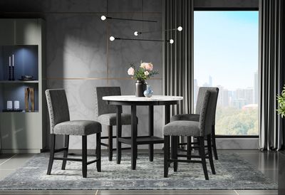 D40011 - 5 Piece Dining Room Set (D40011 Bar Table And D1622 Four Bar Stools) - Dark Gray