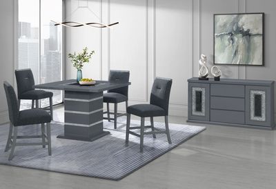Monaco - 7 Piece Dining Room Set (Bar Table And 6 Bar Stools) - Dark Gray