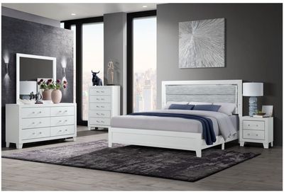 Luccia - 5 Piece Twin Bedroom Set With LED - White