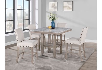 D4010 - 7 Piece Dining Room Set (Bar Table And 6 Bar Stools) - Natural / White