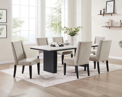 D120 - Dining Upholstered Side Chair - Black / Ivory