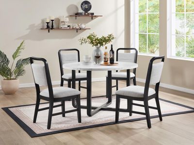 D180 - Melamin Round Dining Table - Black / White