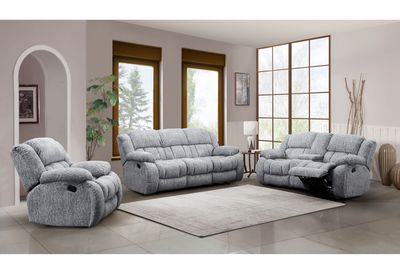 U250 - 3 Piece Living Room Set (Reclining Sofa / Console Reclining Loveseat &amp; Glider Recliner) - Gray