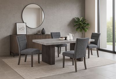 D2410 - 7 Piece Dining Room Set (Dining Table And 6 Dining Chair) - Gray
