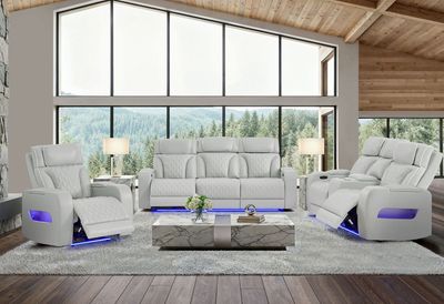 U8611 - 3 Piece Living Room Set (Sofa, Loveseat, Chair) - Silver