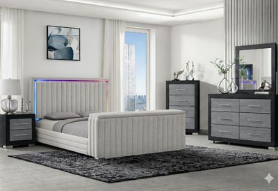 Elias - 5 Piece King Bedroom Set Regular Footboard - Black / Dark Gray