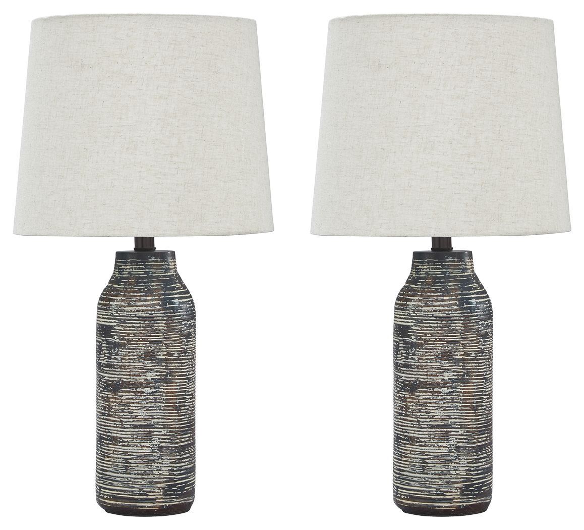 Mahima - Paper Table Lamp (Set of 2) - Black / White - Black / 2 Pieces