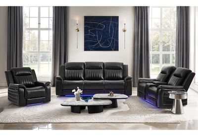 U8879 - 3 Piece Living Room Set (Sofa, Loveseat, Chair) - Charcoal