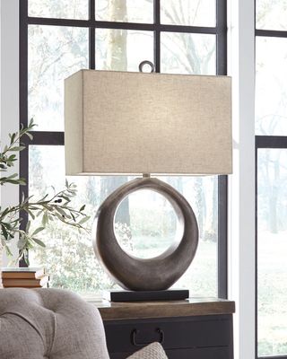 Saria - Metal Table Lamp - Antique Silver Finish