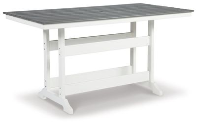 Transville - RECT COUNTER TABLE W/Umb OPT - Gray / White - Dark Gray / 72''W x 38''D x 37''H