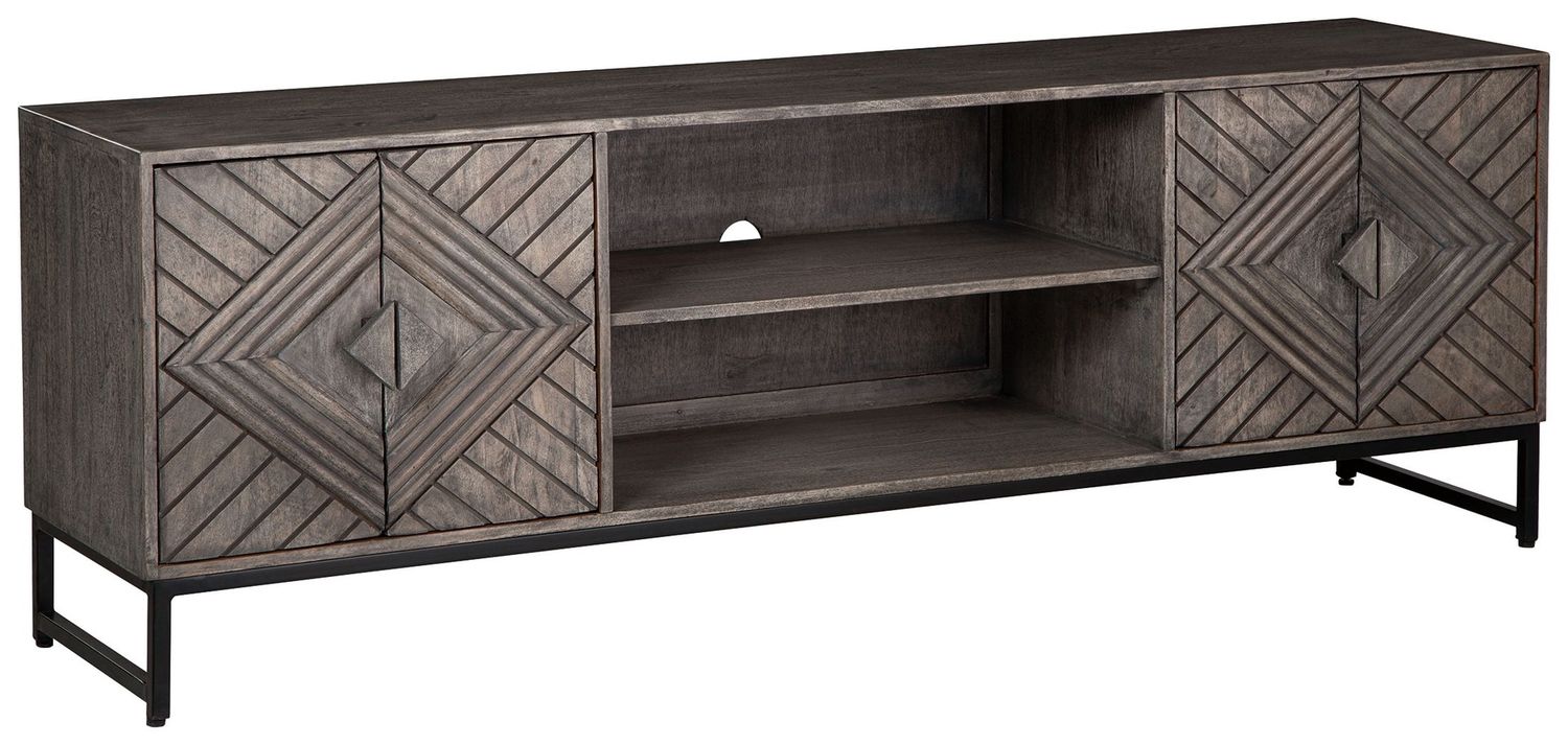 Treybrook - 2 Door Accent Cabinet - Distressed Gray - Dark Gray / 4 Doors, 2 Shelves