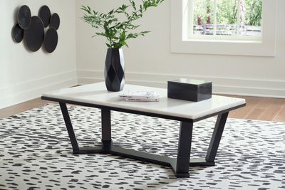 Fostead - Rectangular Cocktail Table - White / Espresso
