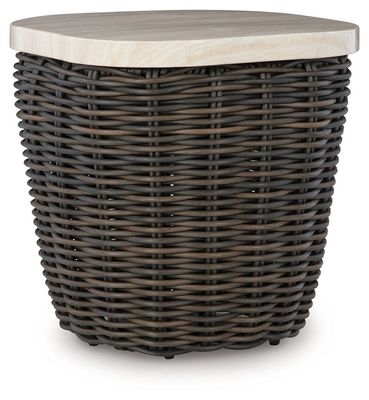 Kimora - Square End Table - Beige / Dark Brown