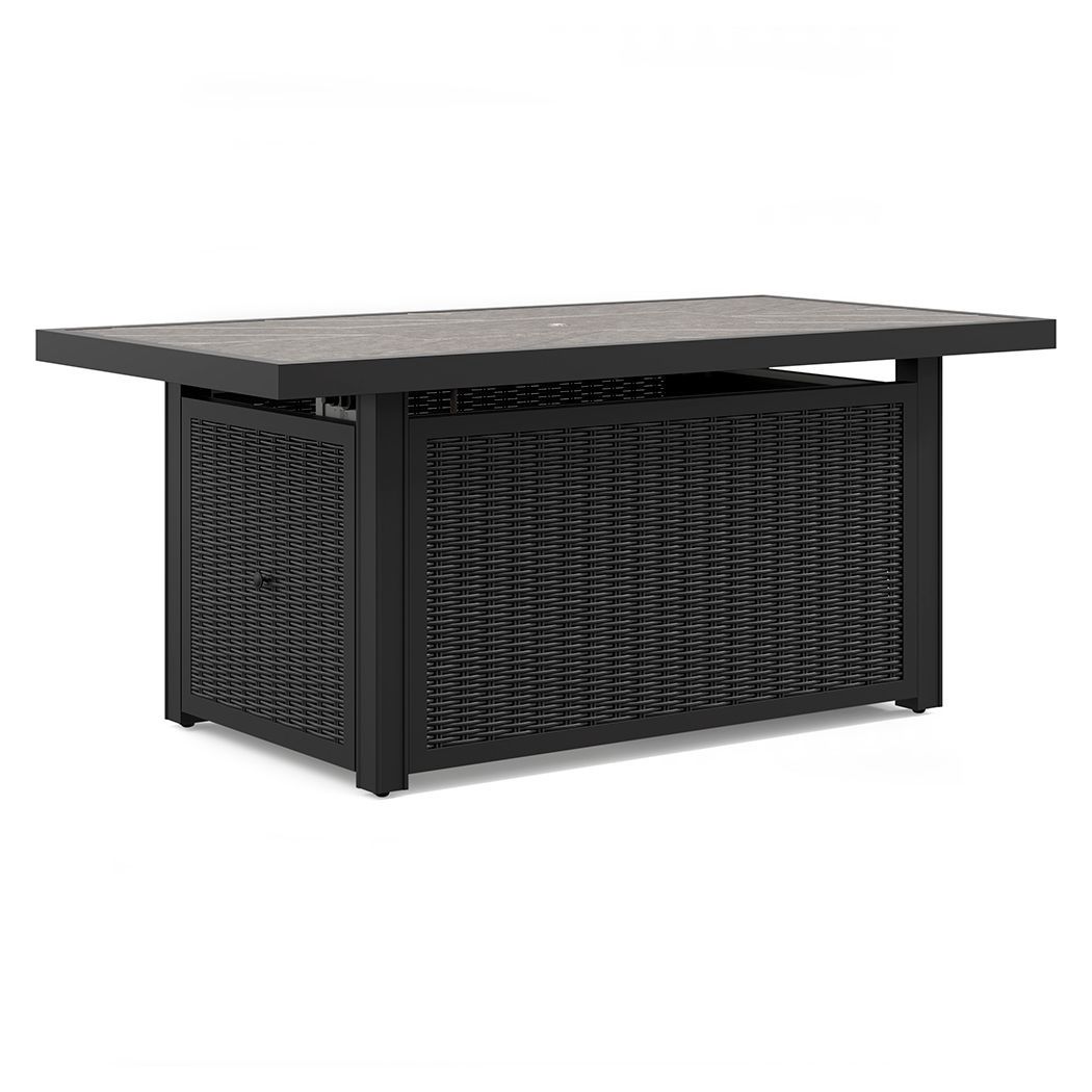 Beachcroft - Rectangular Fire Pit Table - Black / Light Gray - Black