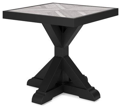 Beachcroft - Square End Table - Black / Light Gray - Black