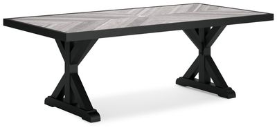 Beachcroft - Rectangular Dining Table With Umbrella Option - Black / Light Gray - Black