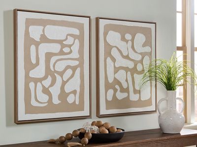 Waldett - Wall Art Set (Set of 2) - Beige / White