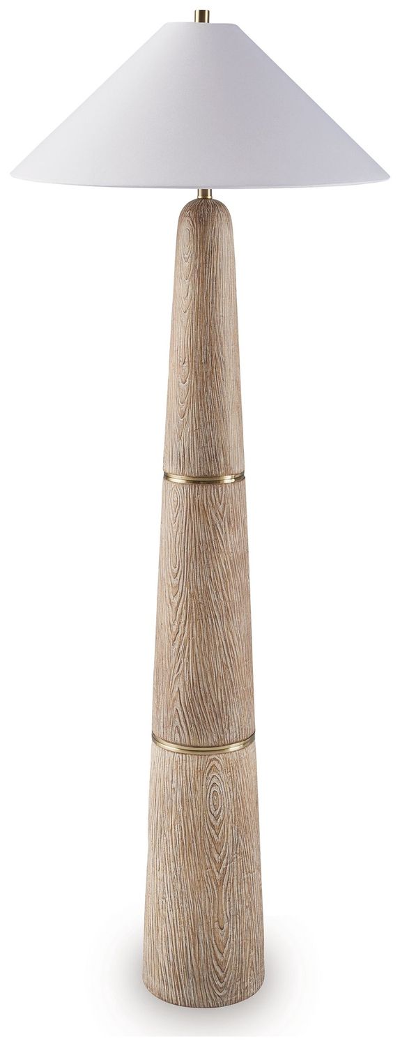 Gasparleigh - Poly Floor Lamp - Brown / Gold Finish