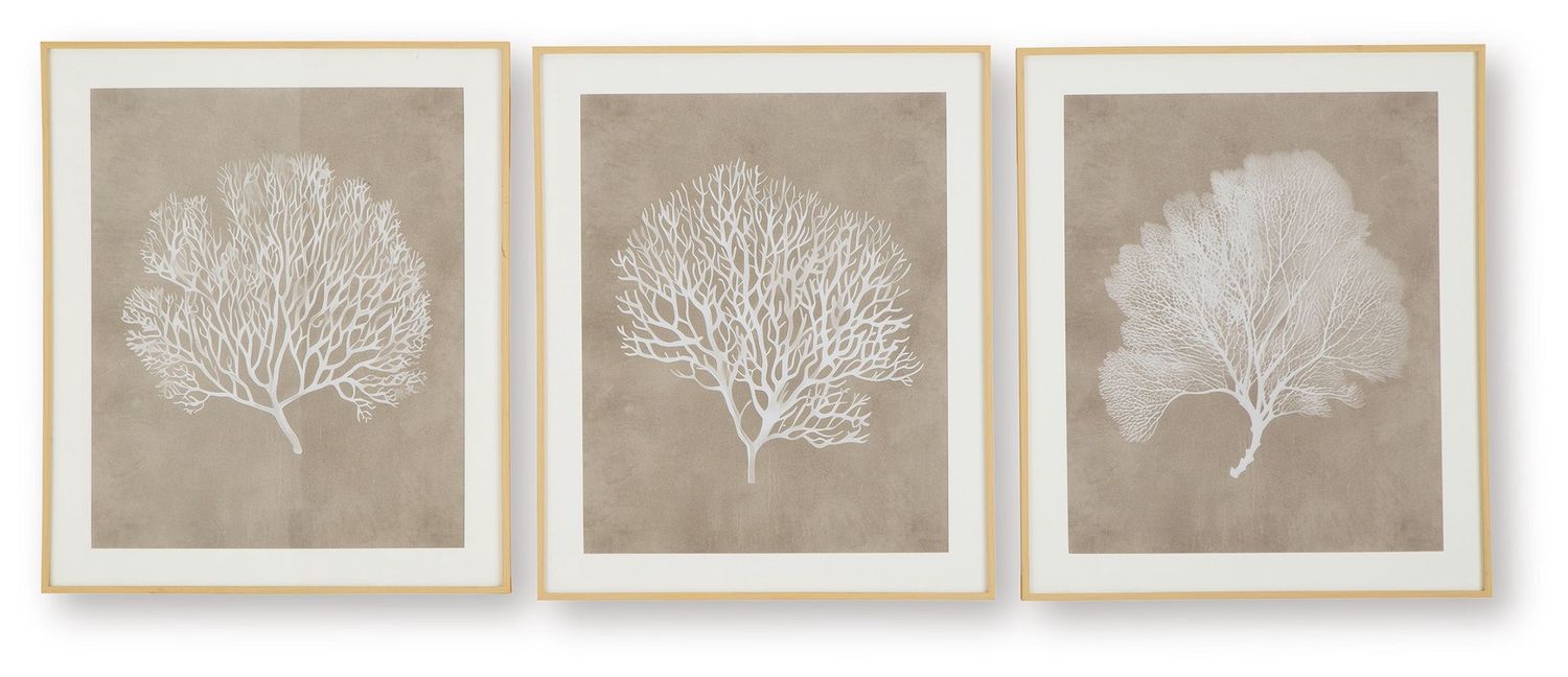 Hendridge - Wall Art Set (Set of 3) - Taupe / White