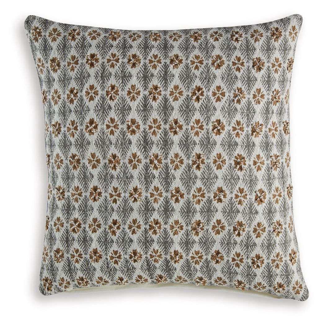 Dainwick - Pillow (Set of 4) - White / Gray / Brown - Dark Gray / 4 Pieces