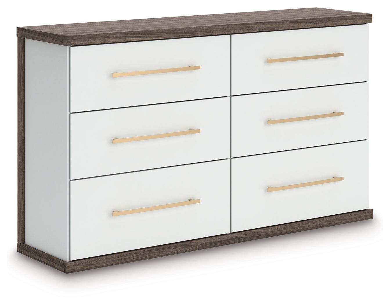 Kendanport - Six Drawer Dresser - Brown / White - White / Dressers