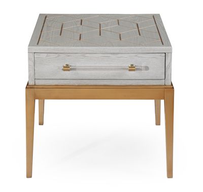 Perrine - Rectangle End Table - Silver / Gold
