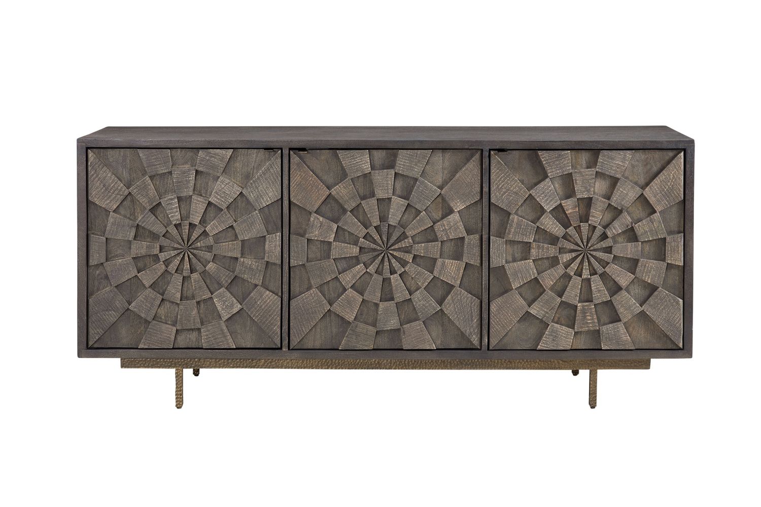 Adrienne - Server - Sandblasted Dark Brown &amp; Antique Gold Metal