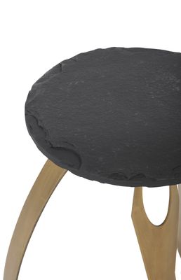 Vaughan - Accent Table - Antique Brass / Black Slate