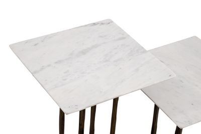Xavier - Accent Table (Set of 2) - Antique Brass / White Marble