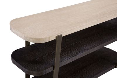 Avalon - Console Table - Bronze Metal Frame With Travertine &amp; Espresso
