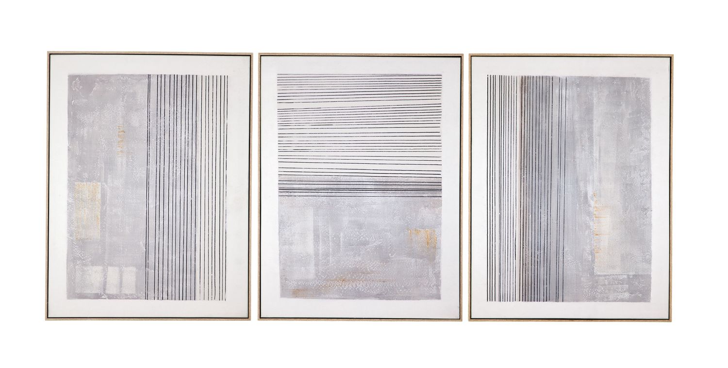 Razi Framed Canvas (Set of 3) - Gray