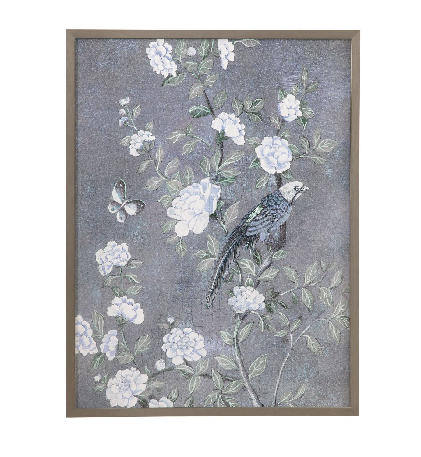 Birds &amp; Blooms I Framed Print - Dark Gray