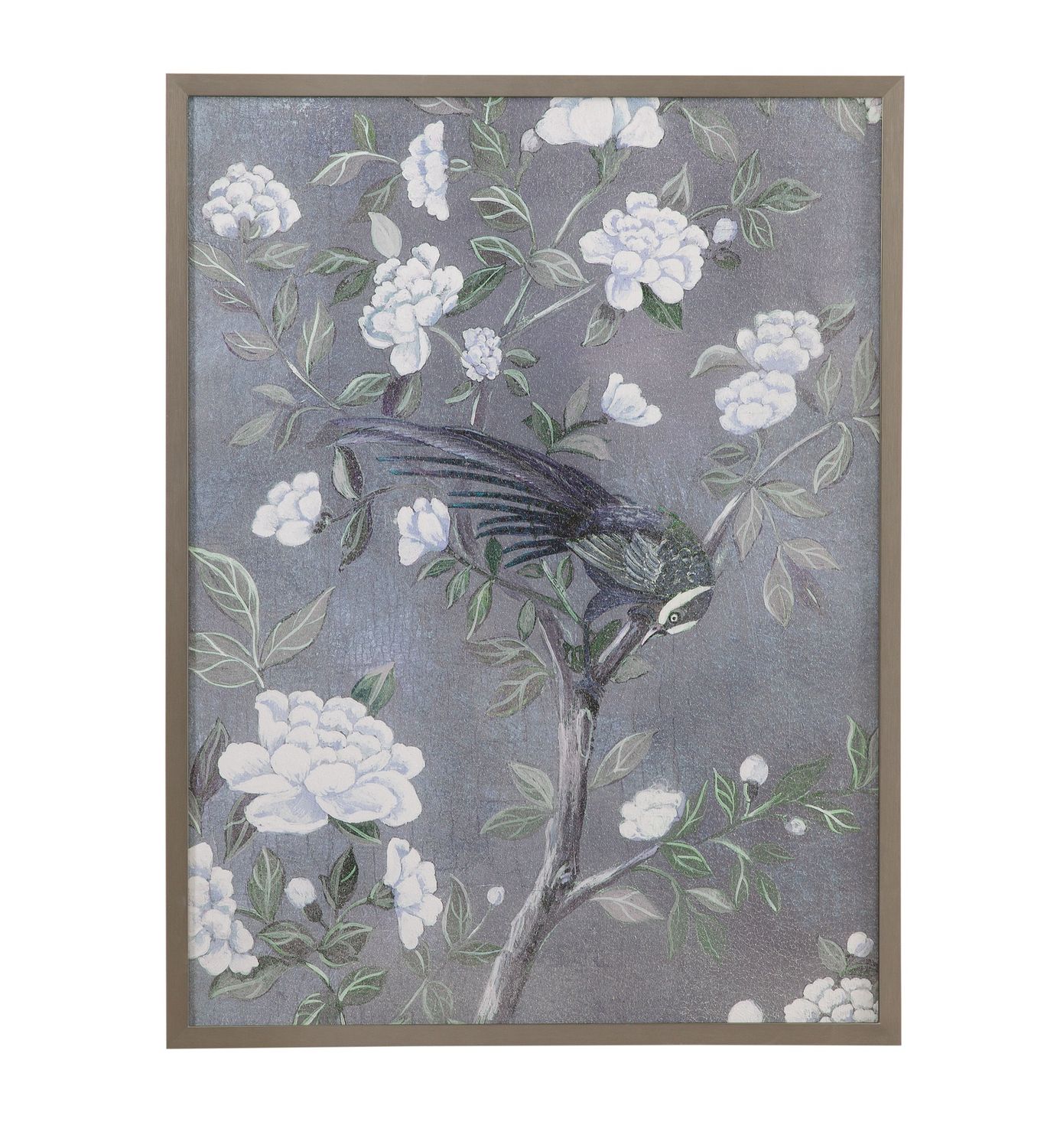 Birds &amp; Blooms II Framed Print - Dark Gray