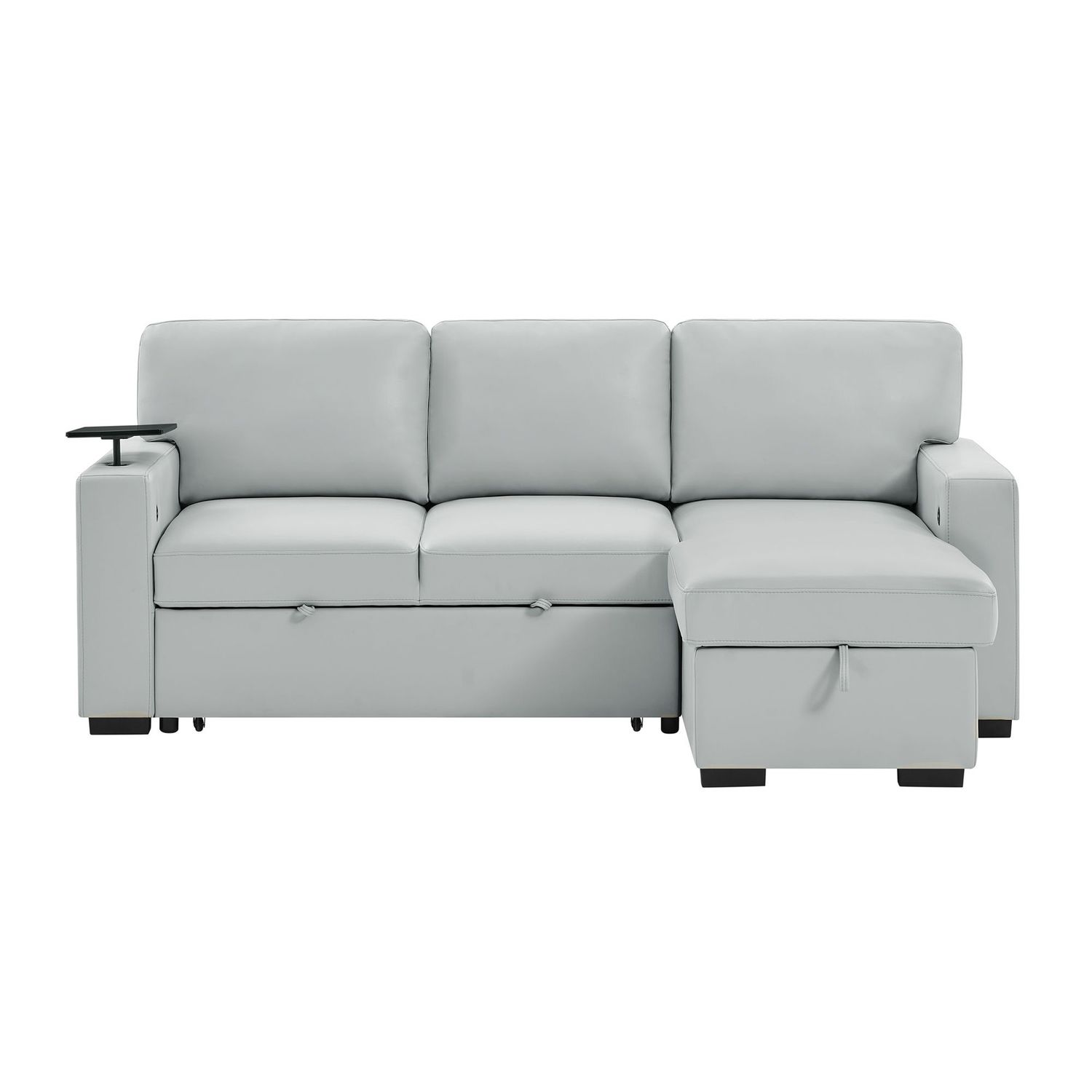 U0212 - Reversible Sofa Bed Loveseat With Pop-Up Sleeper With Drop Down Table - Silver