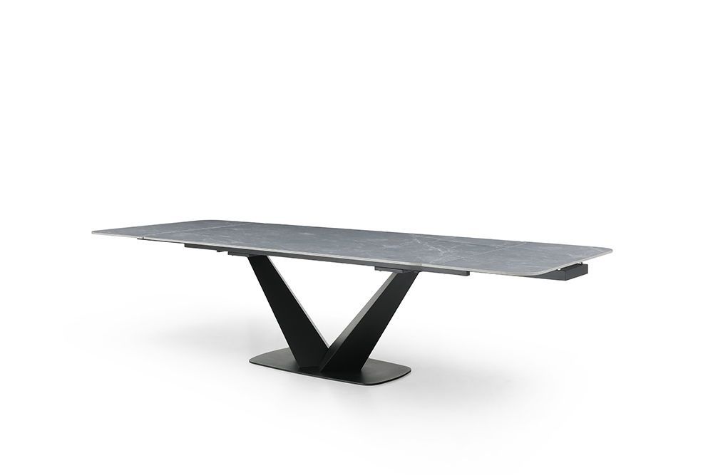 9436 - Ceramic &amp; Metal Dining Table - Gray / Black