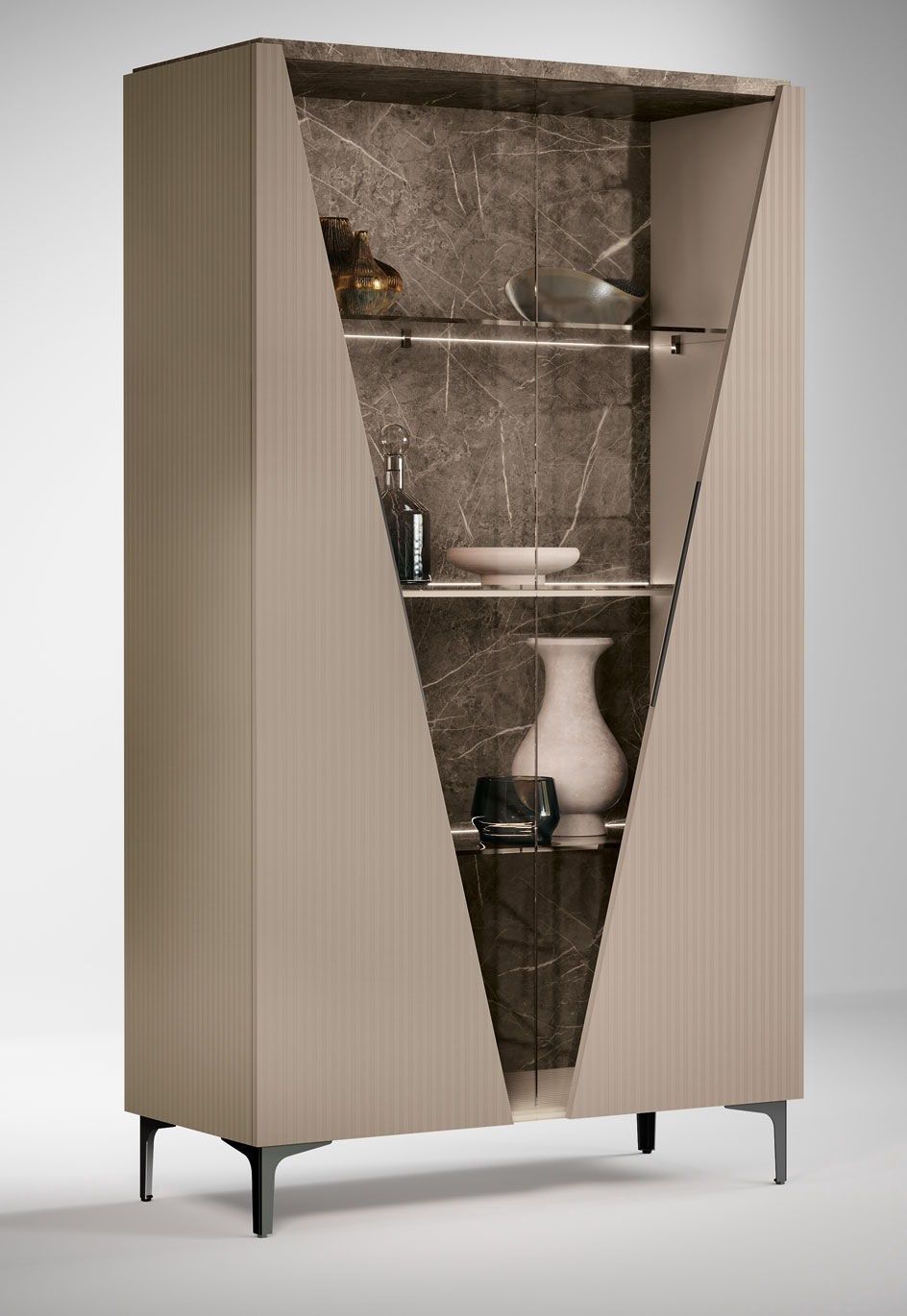 Fidia - 2 Door Vitrine - Beige