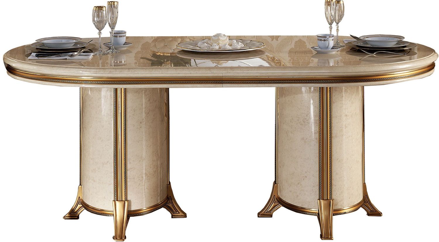 Melodia - Dining Table - Beige / Gold