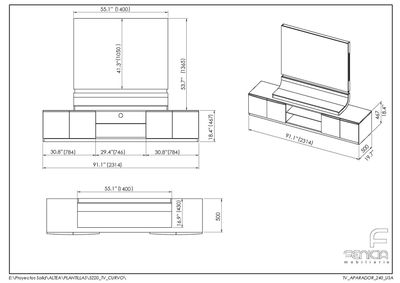 Granada - TV Base With Panel - White