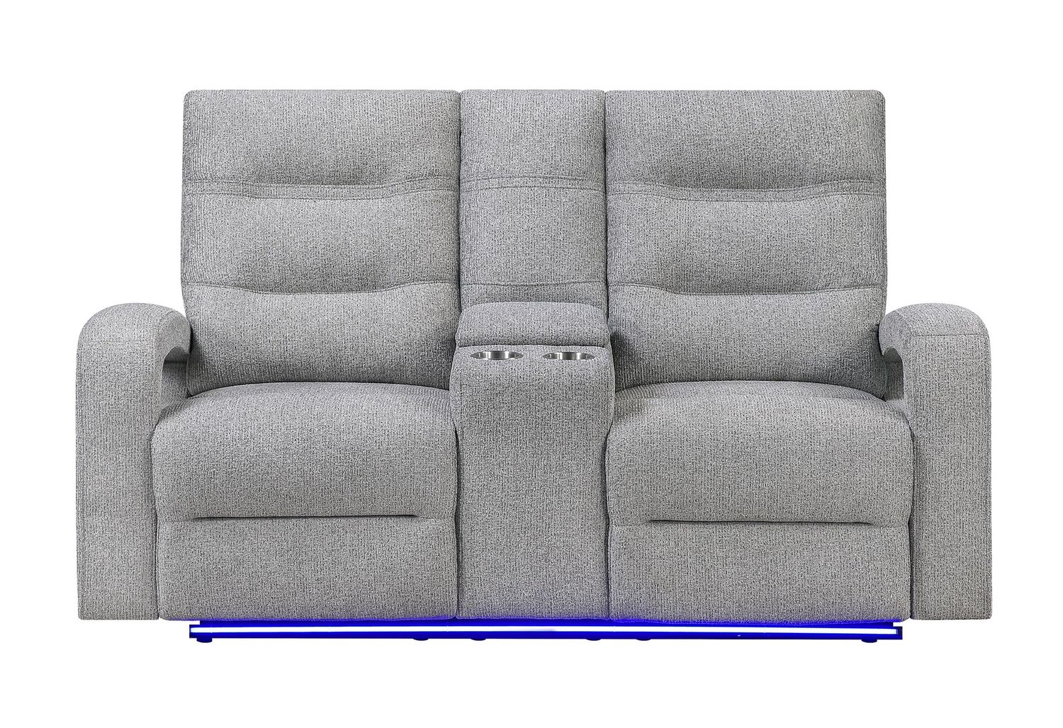 U6611 - Power Console Reclining Loveseat With LED - Dark Gray