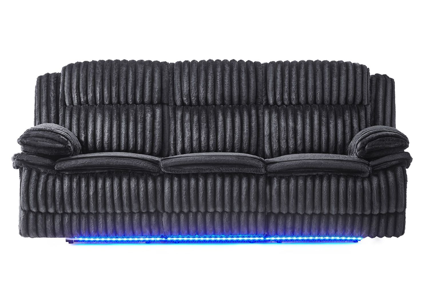 U8686 - Power Reclining Sofa With LED / Hidden Drawer And Drop Down Table - Black