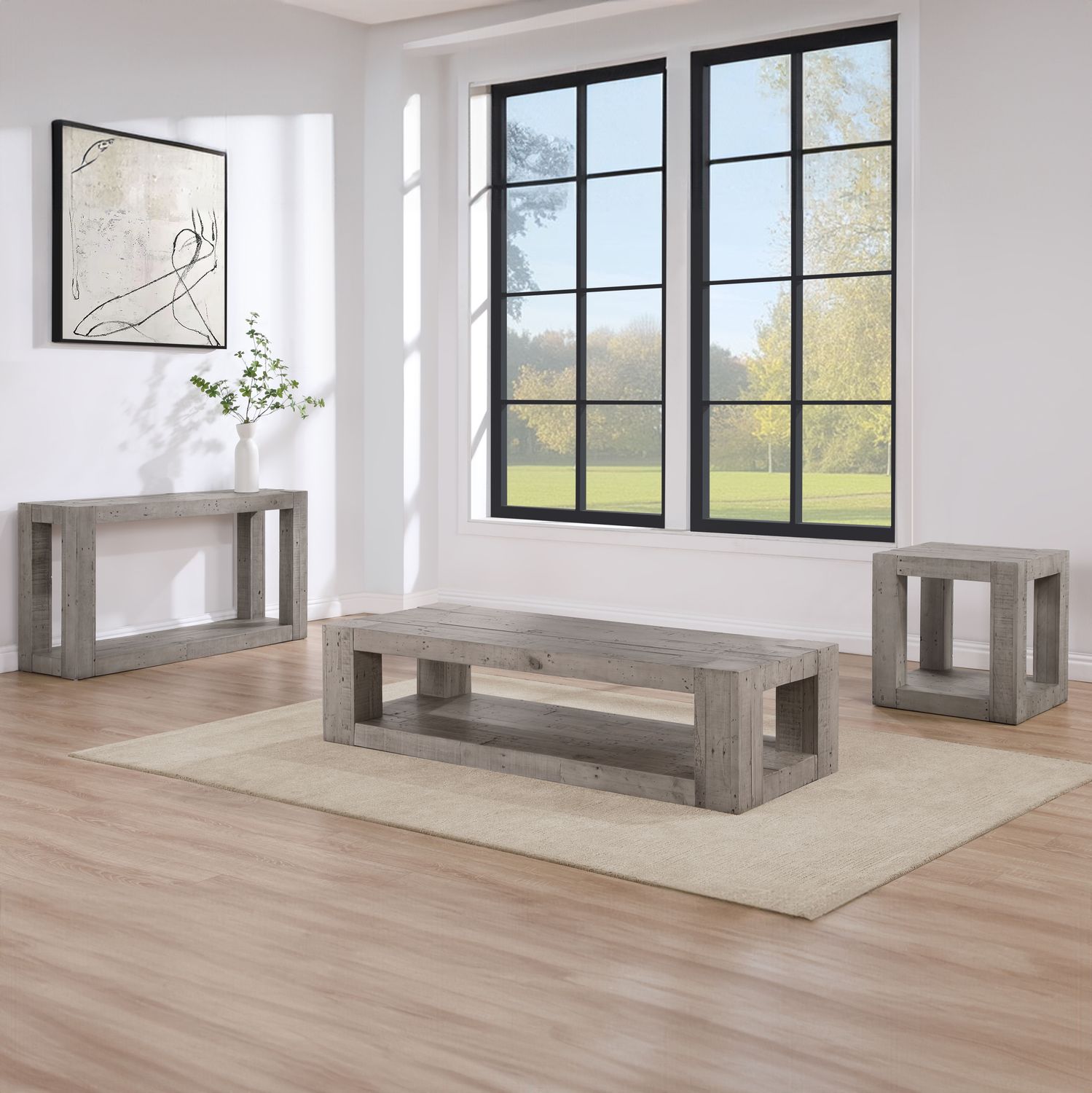 Pinedale - 3 Piece Set With Sofa Table - Tan - Gray / 3 Pc. Coffee Table, End Table, Sofa Table