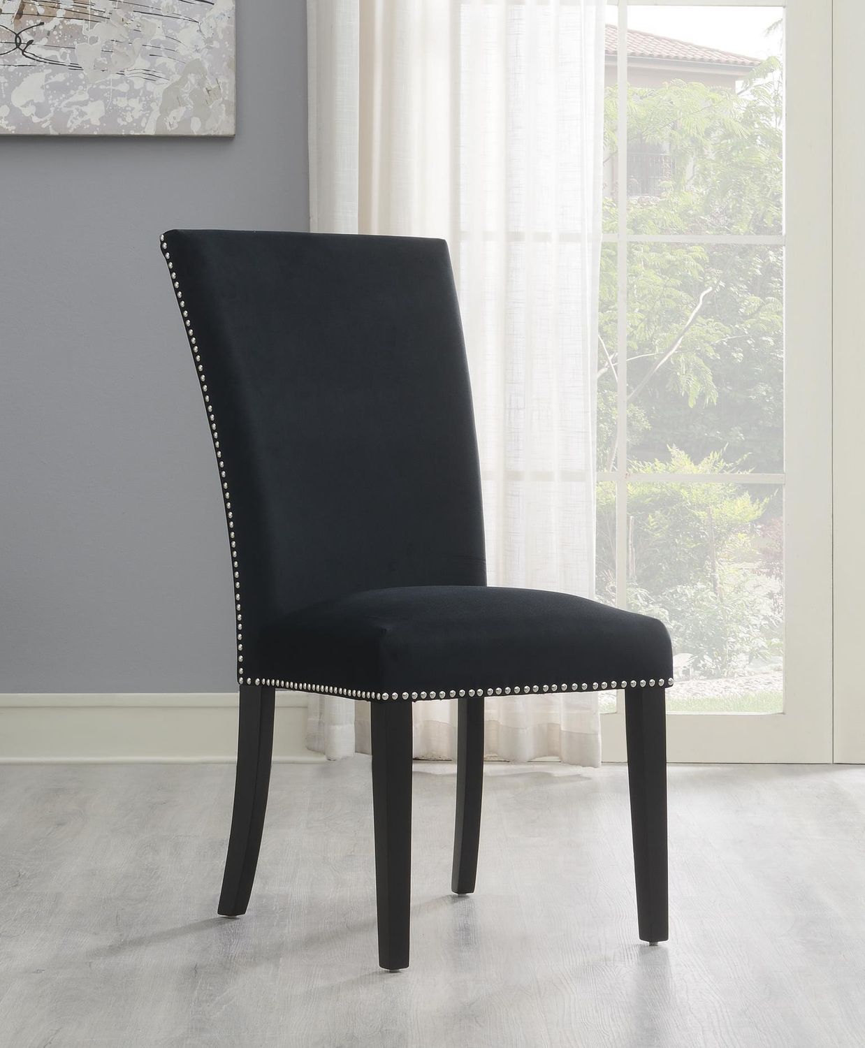 D135 - Dining Chair (Set of 2), Color: Black, Material: Fabric