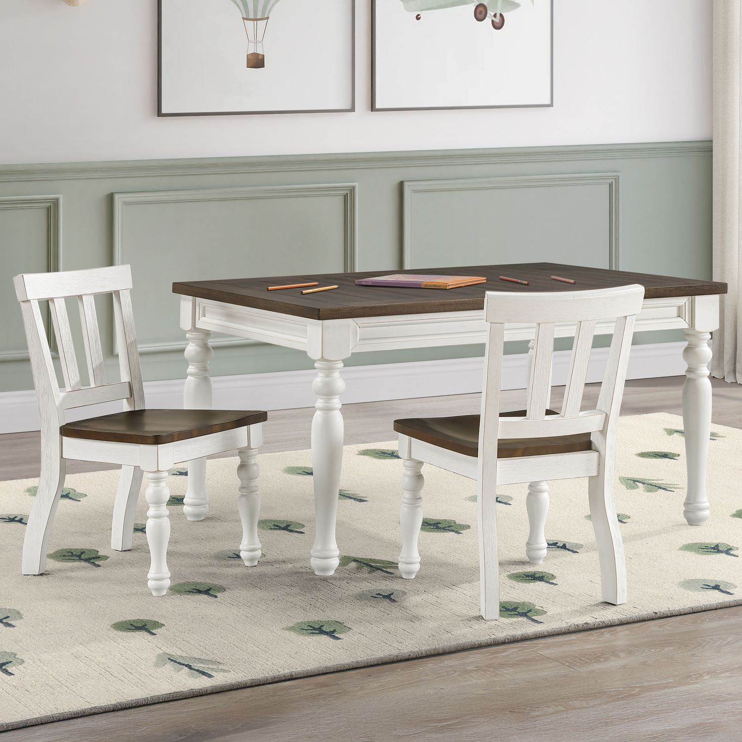 Joanna - Kids Dining Set, Color: White, Sets: 3 Pc. Table, 2 Chairs