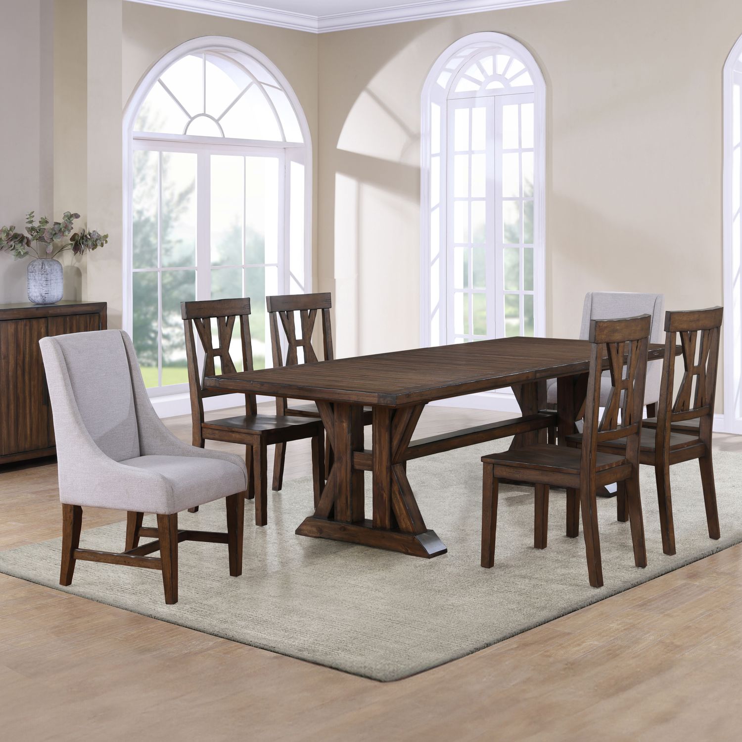 Auburn - Dining Set, Sets: 7 Pc. Table, 4 Chairs, 2 Arm Chairs