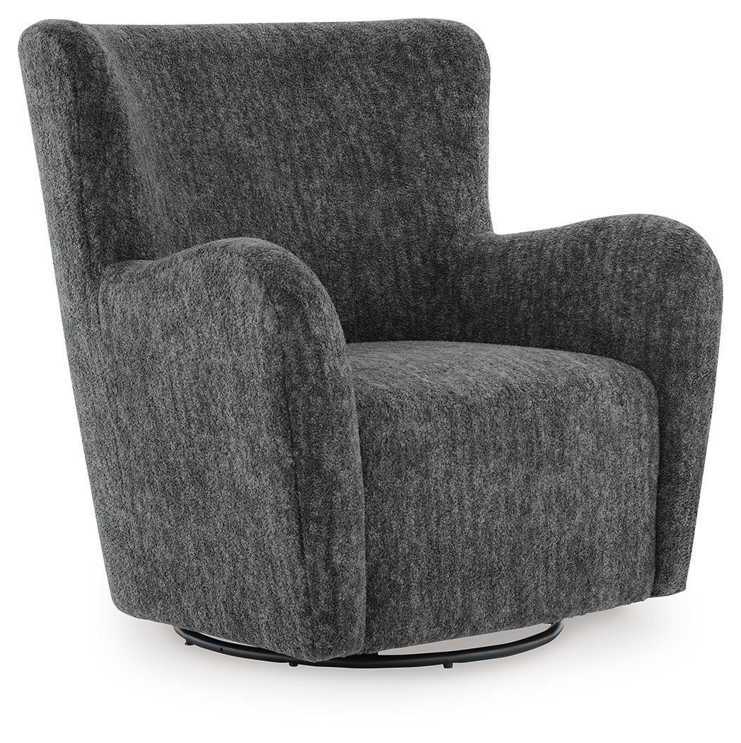 Rowenburg - Swivel Glider Accent Chair, Color: Dark Gray