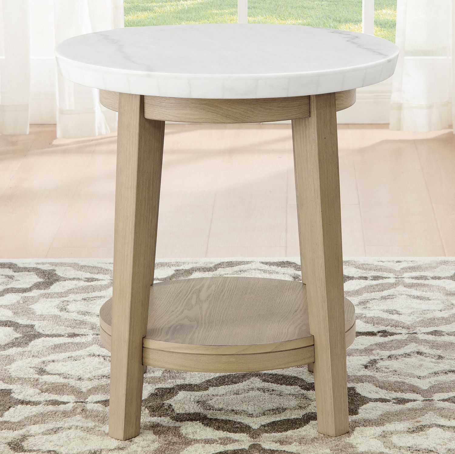 Vida - Marble Top Round Table, ProductType: End Tables